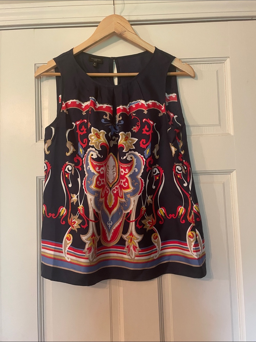 Talbots Indigo Multicolor Sleeveless Printed Shell—Size 8P